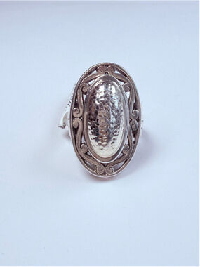 Brighton Palu Eternal Curve Hammered Oval 925 Sterling Silver Band Ring NWT